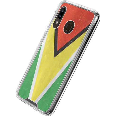 Guyana Flag Distressed Galaxy A30 Clear Case